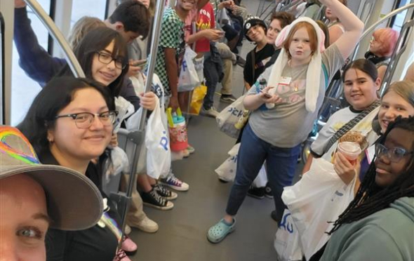 Group of LGBTQ youth on the Phoenix light rail