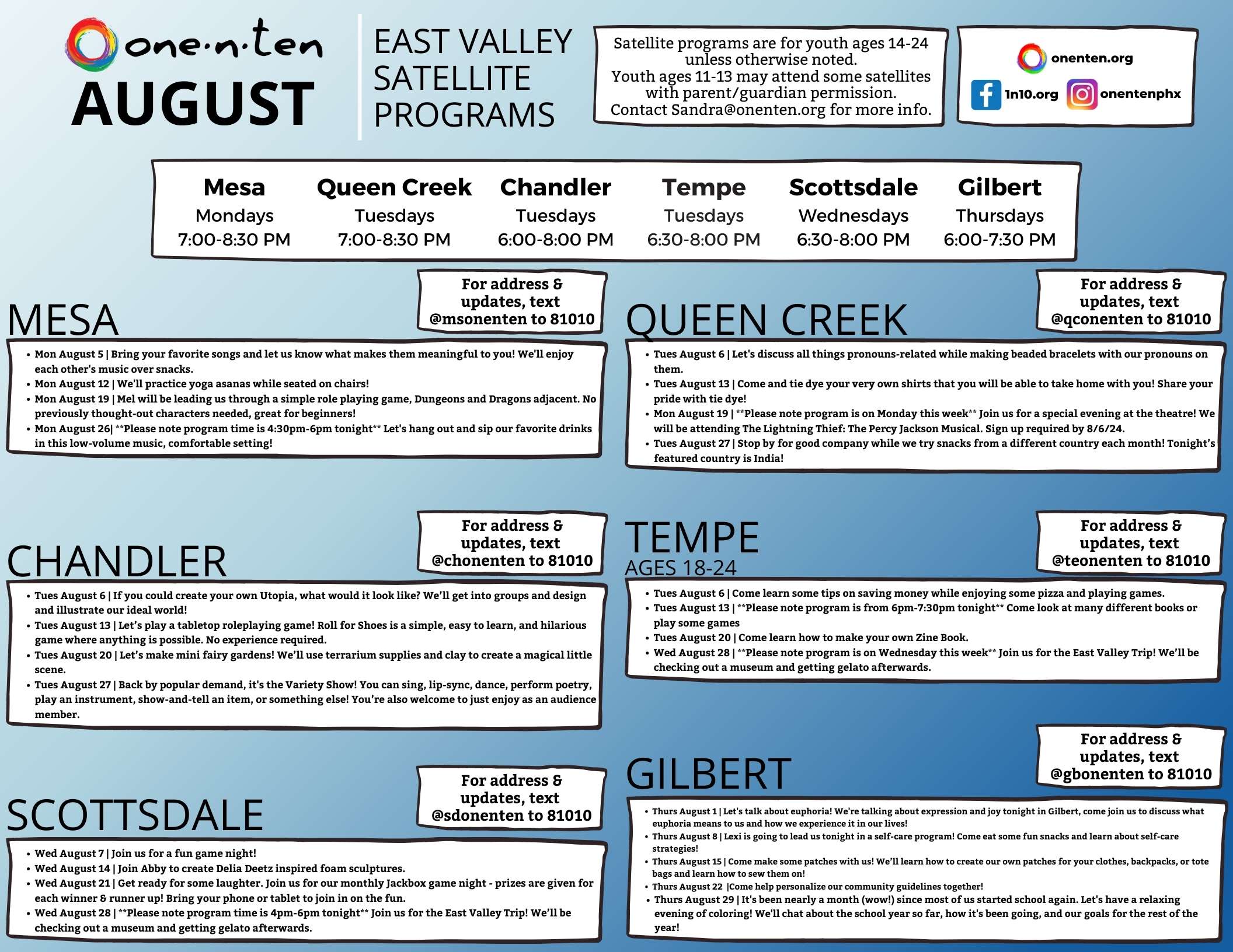 Satellite Calendar - East Valley Descriptions