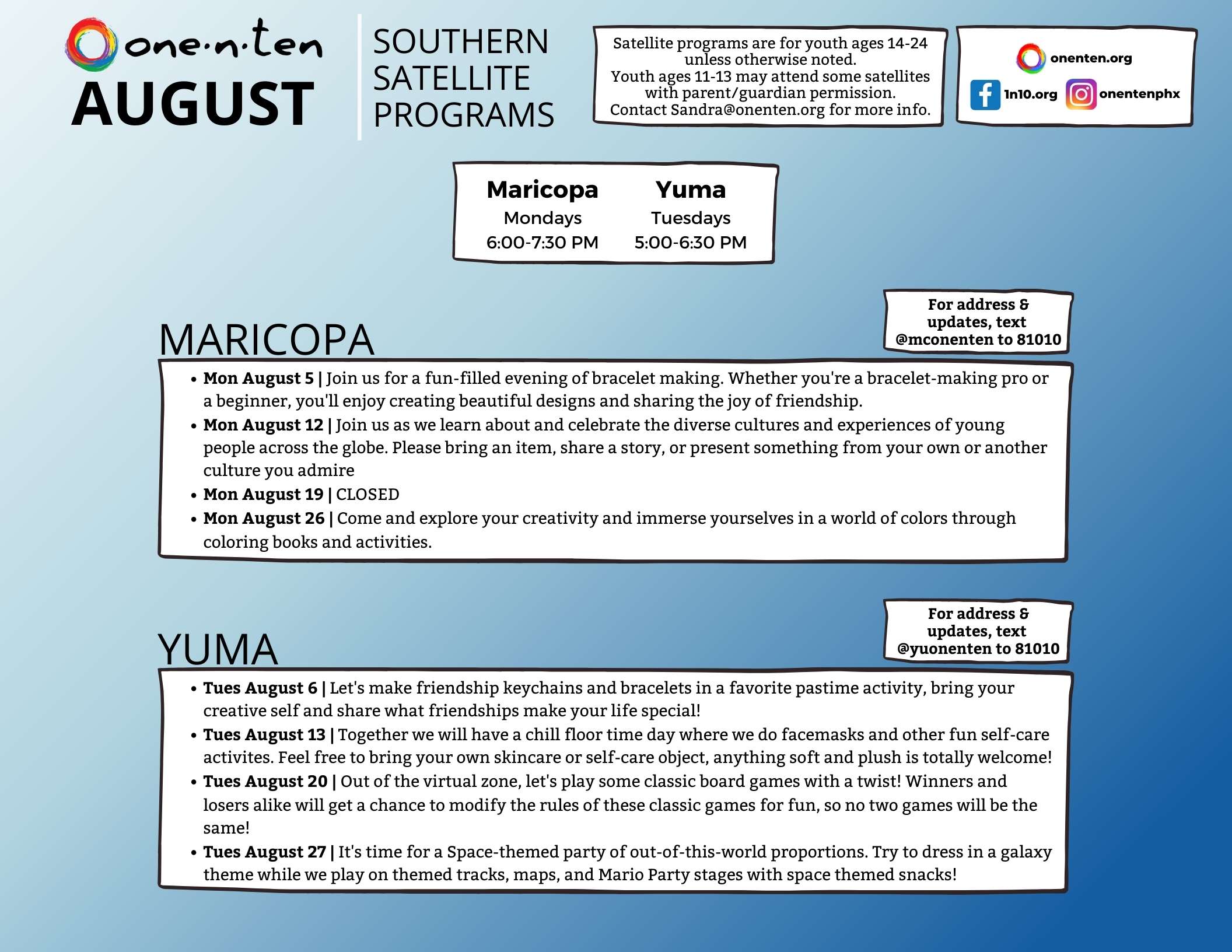 Satellite Calendar - Southern Descriptions